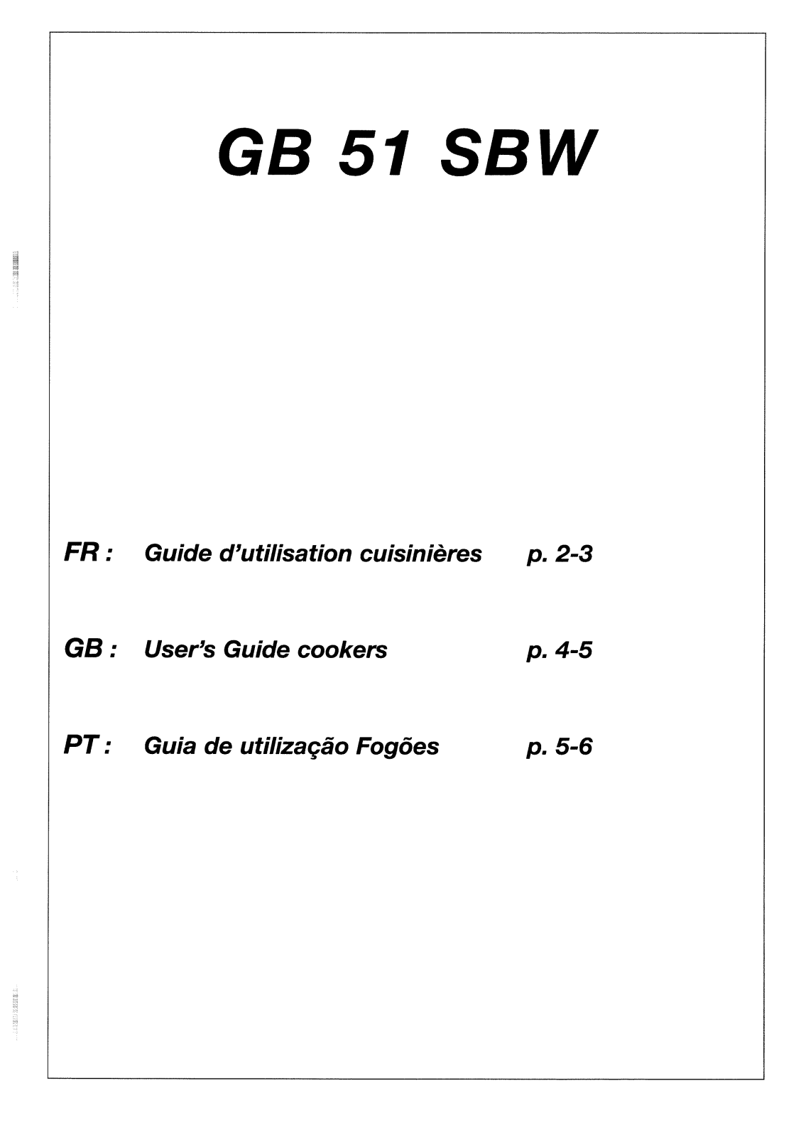 BRANDT GB51SBW User Manual