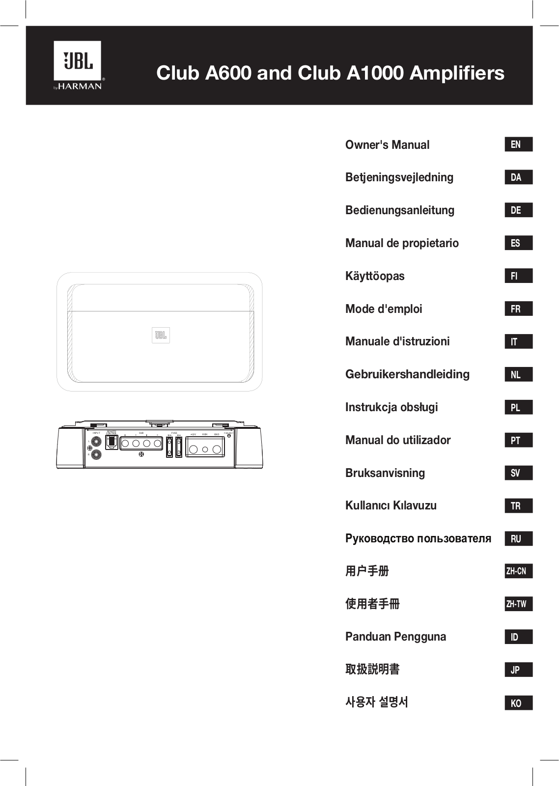 JBL Club A600, Club A1000 User guide