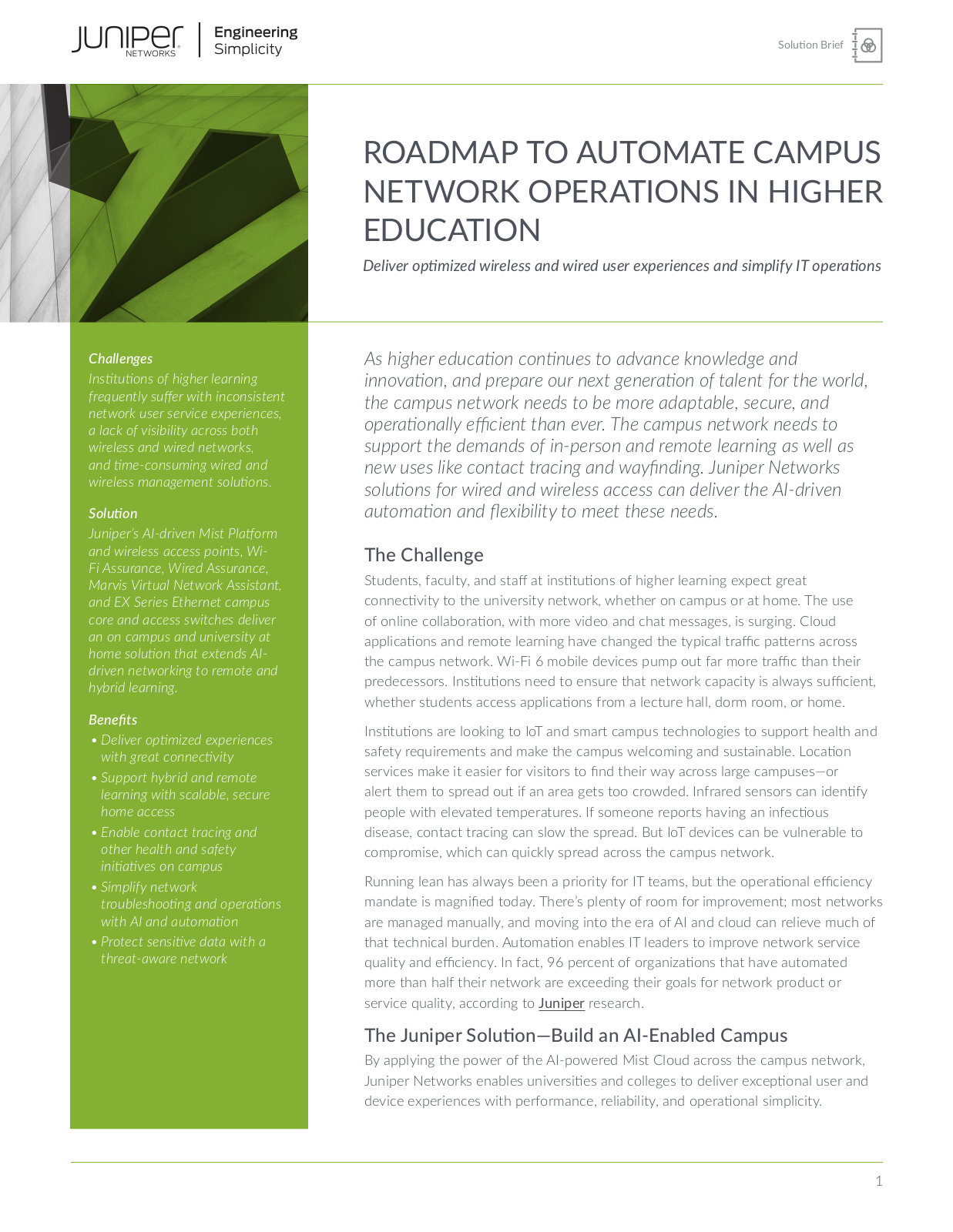 Juniper ROADMAP TO AUTOMATE CAMPUS User Manual