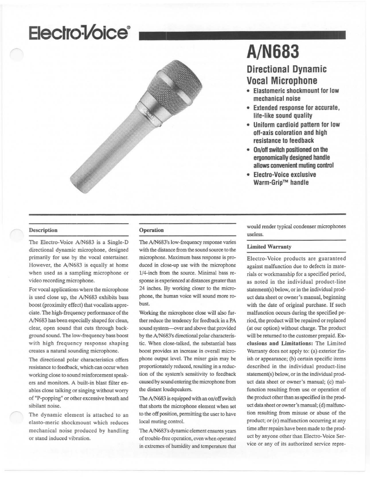 Electro-voice A-N683 DATASHEET