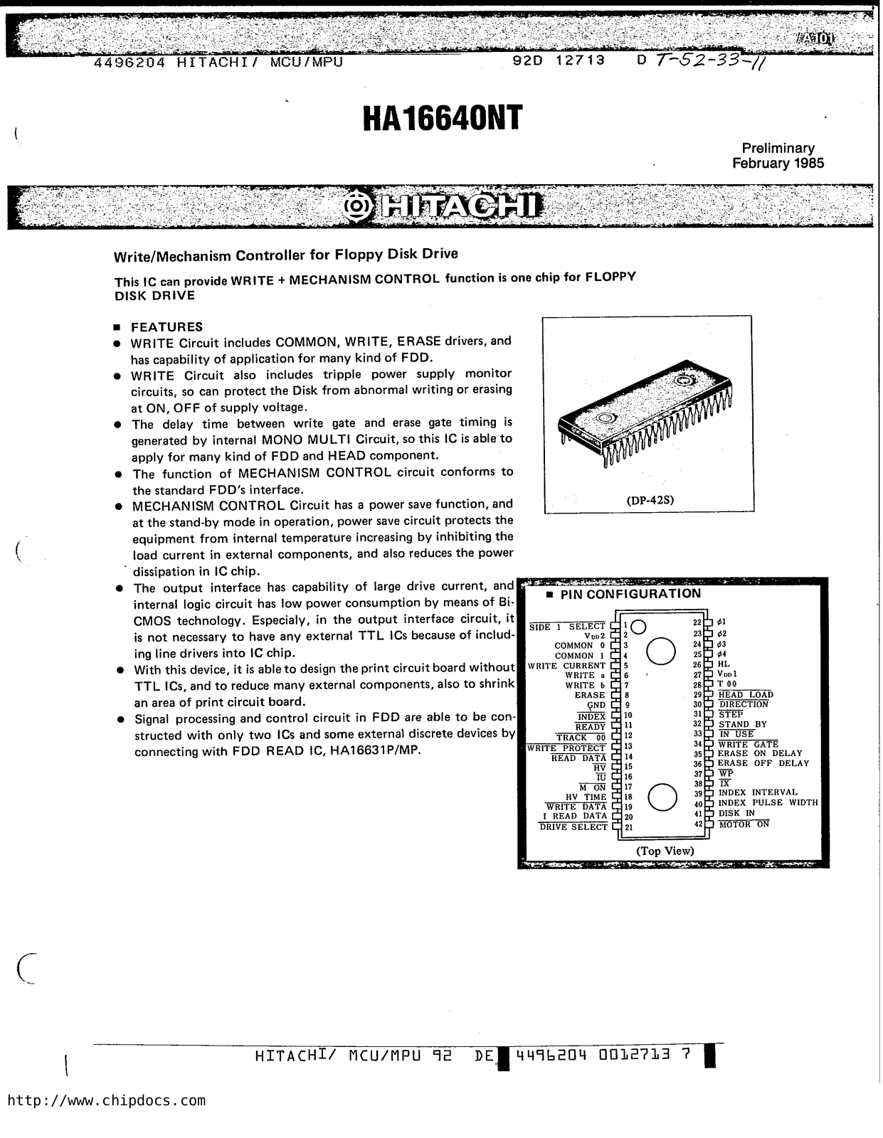 HIT HA16640NT Datasheet