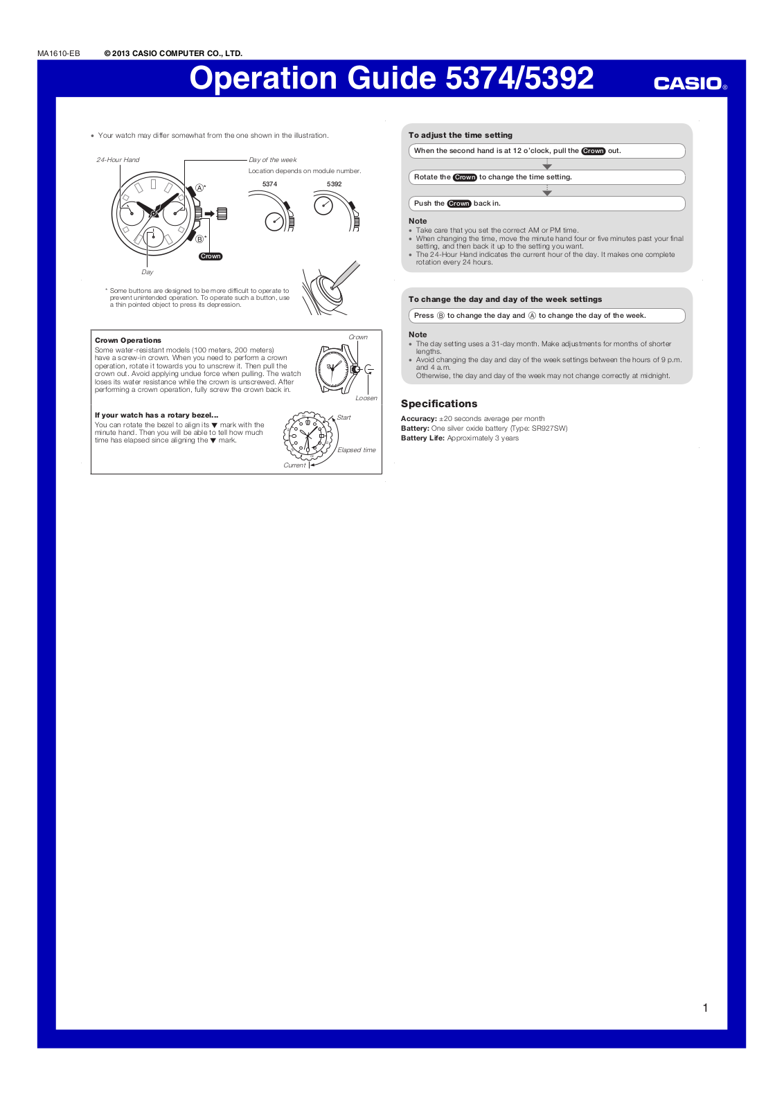 Casio MRW-400H-1AVEF Instruction manual