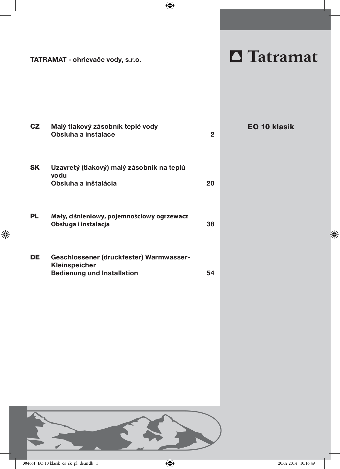 Tatramat EO 10 Klasik User Manual