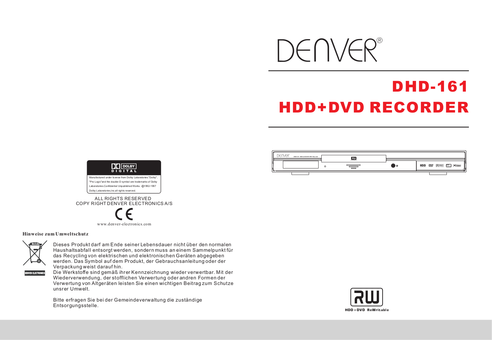 Denver DHD-161 User Manual