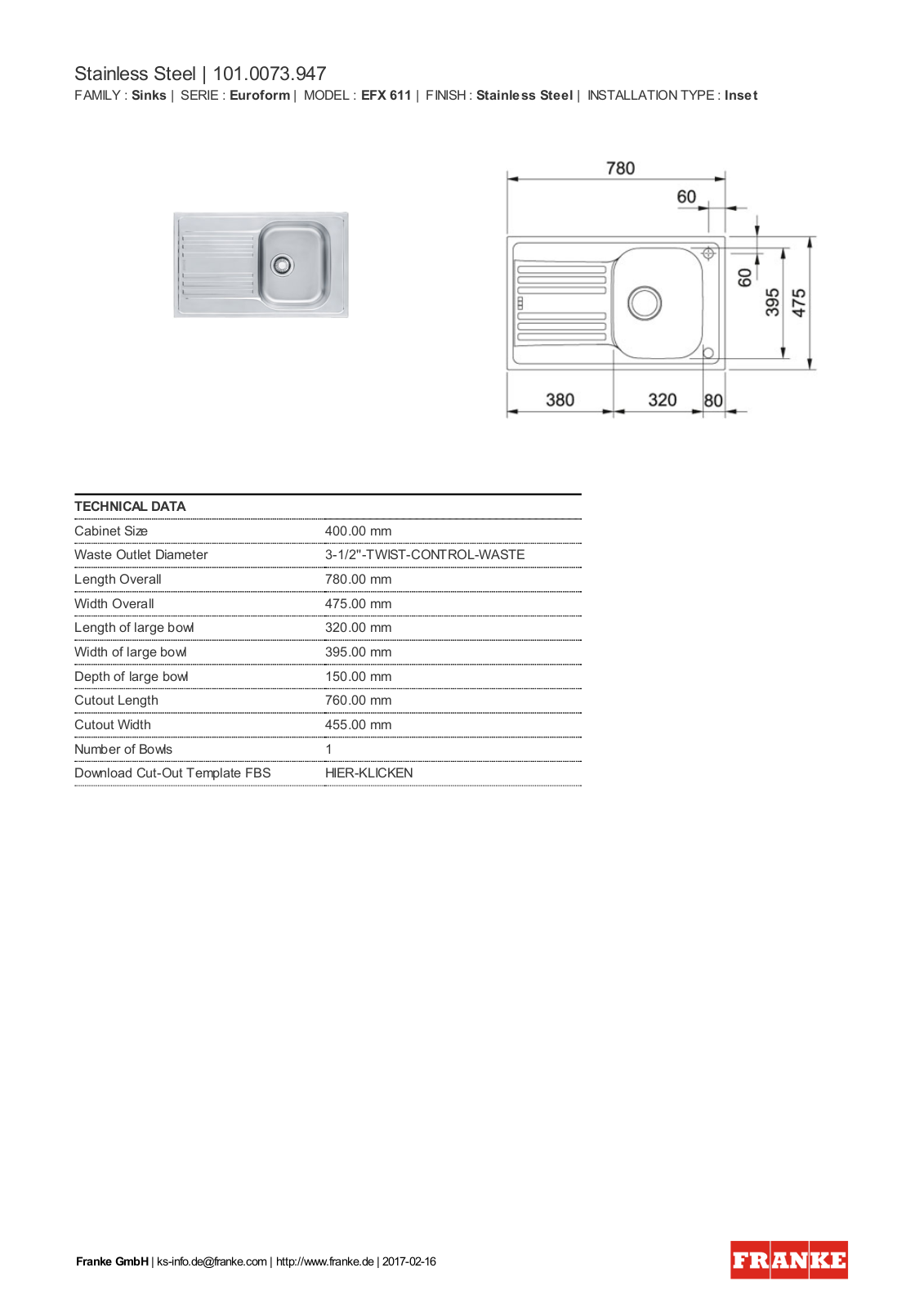 Franke 101.0073.947 Service Manual