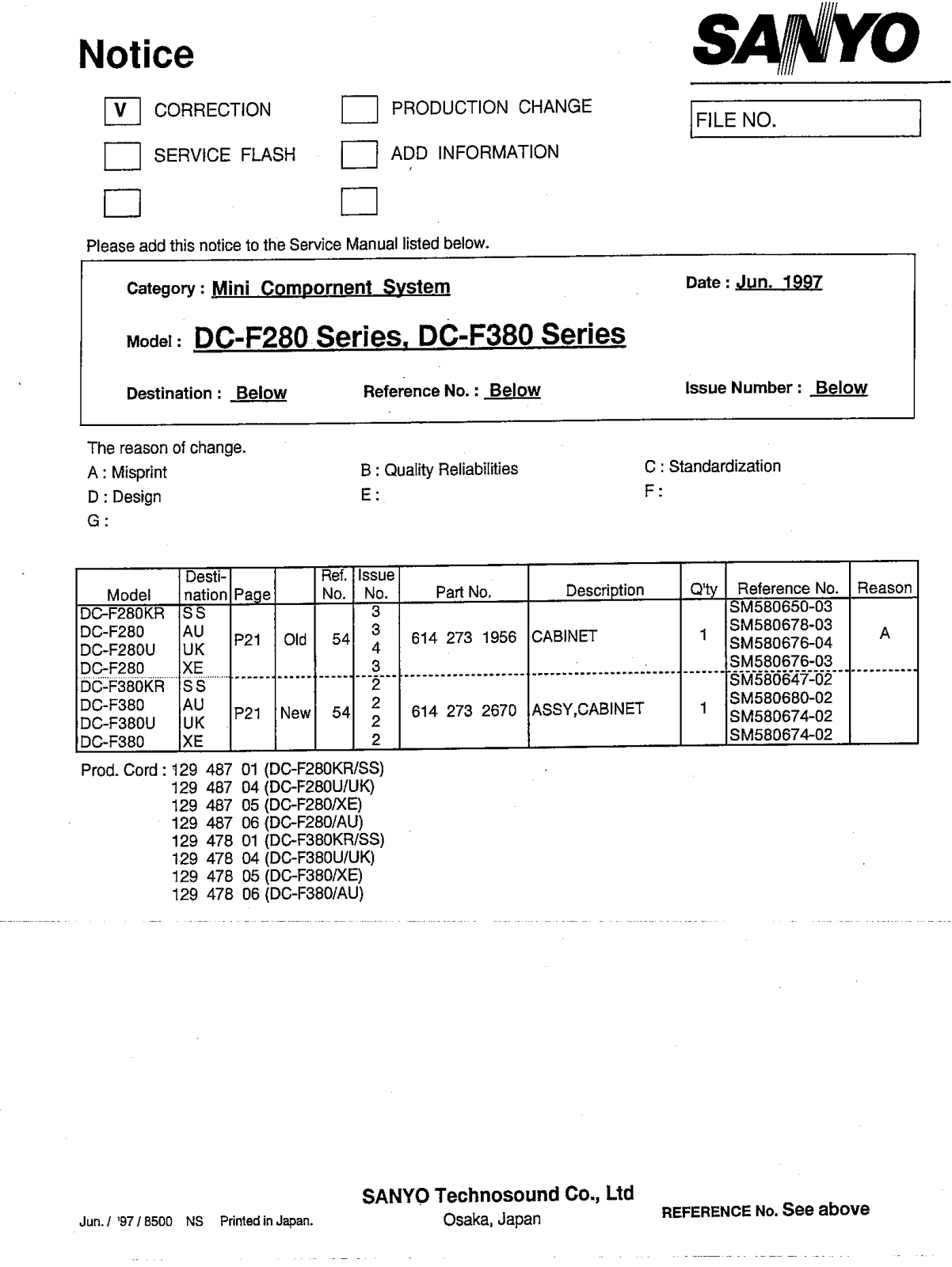 Sanyo DC F280 CN Service Manual