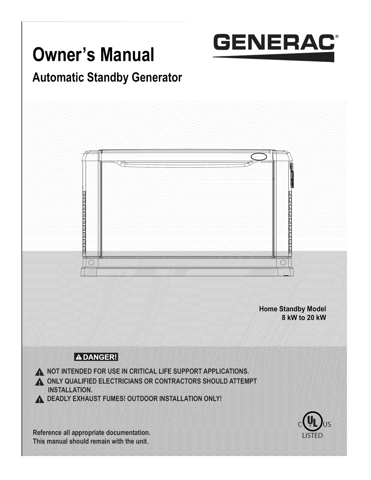 Generac 006437-0, 006244-0, 006243-0, 006242-0, 006241-0 Owner’s Manual