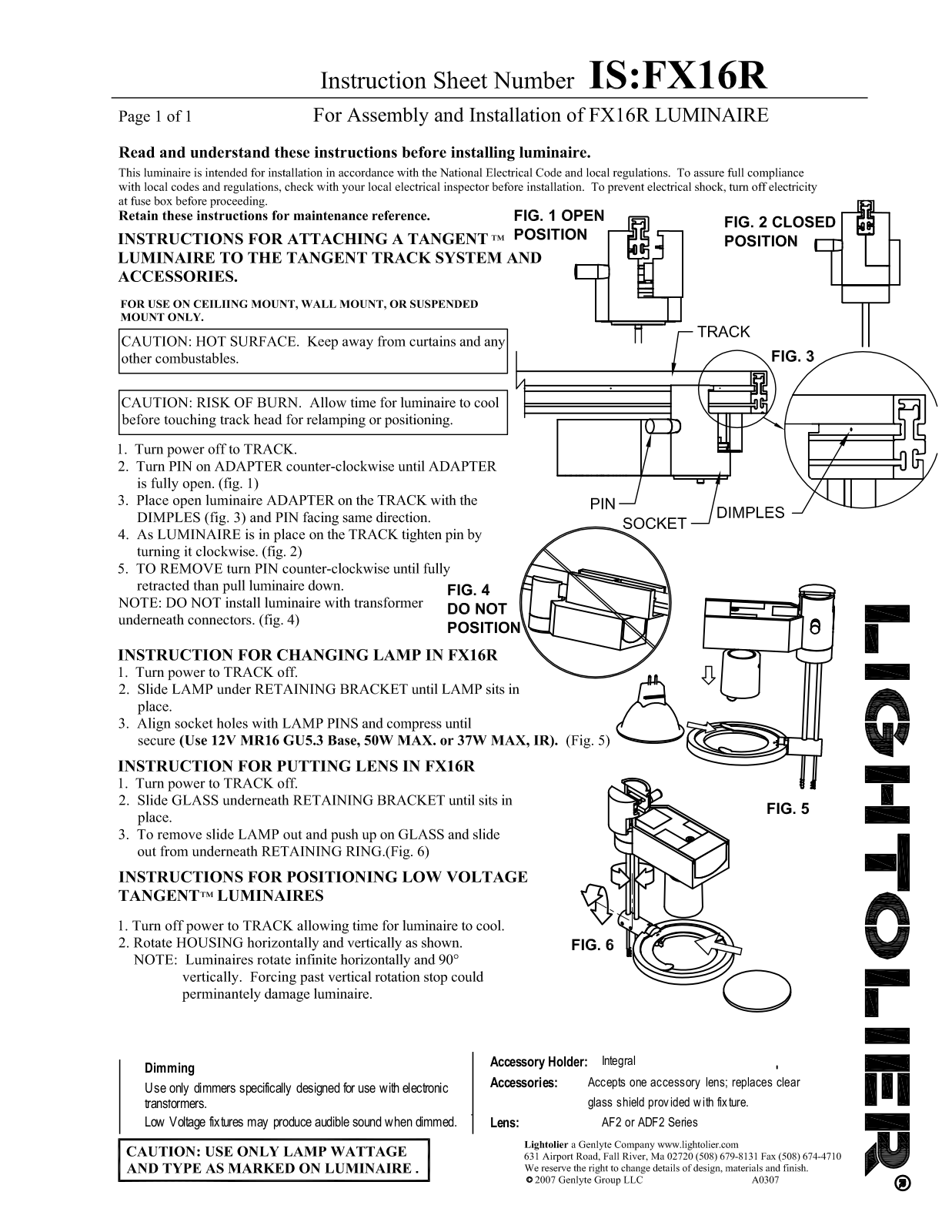 Lightolier FX16R User Manual