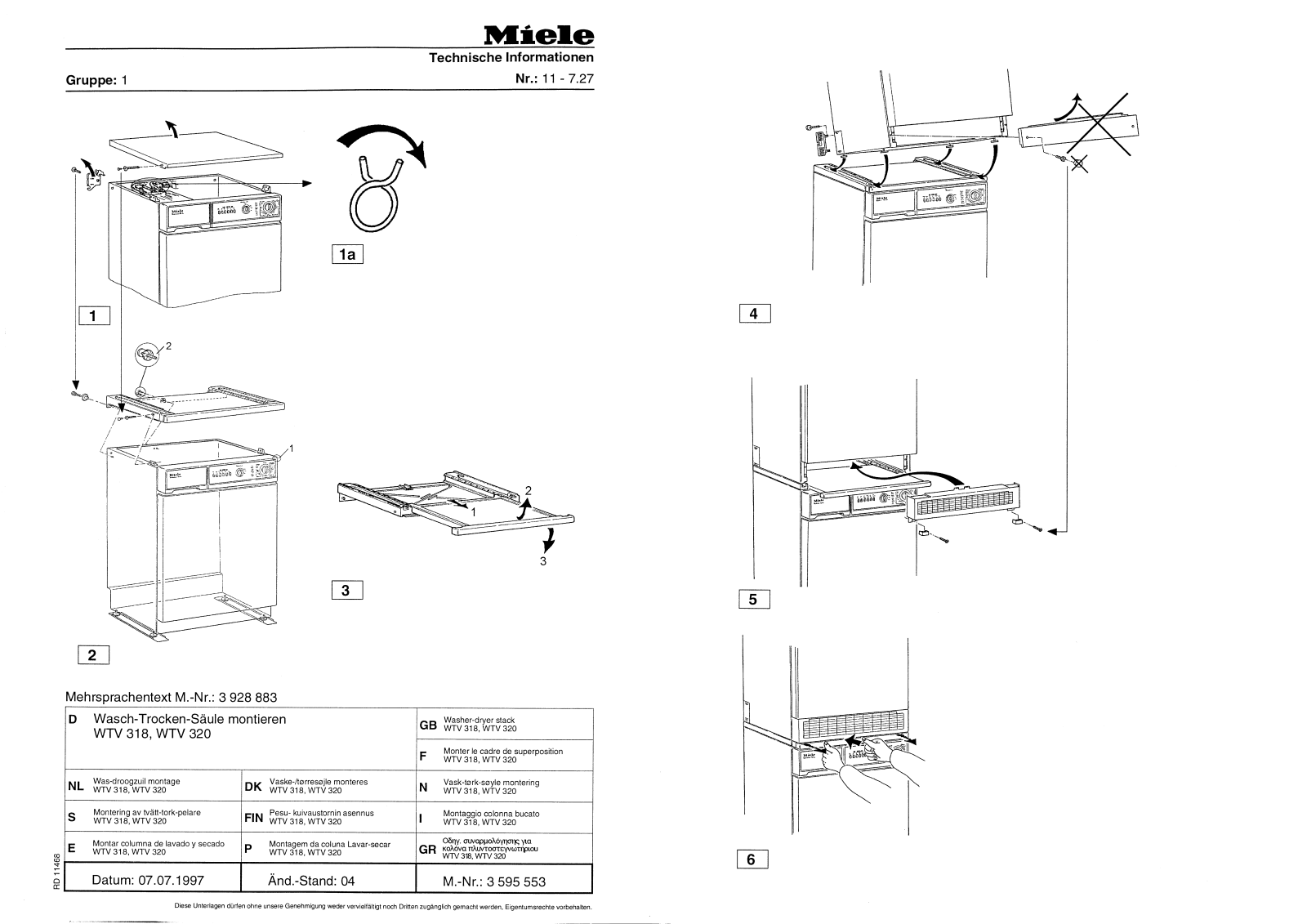 Miele WTV 320, WTV 318 Instruction