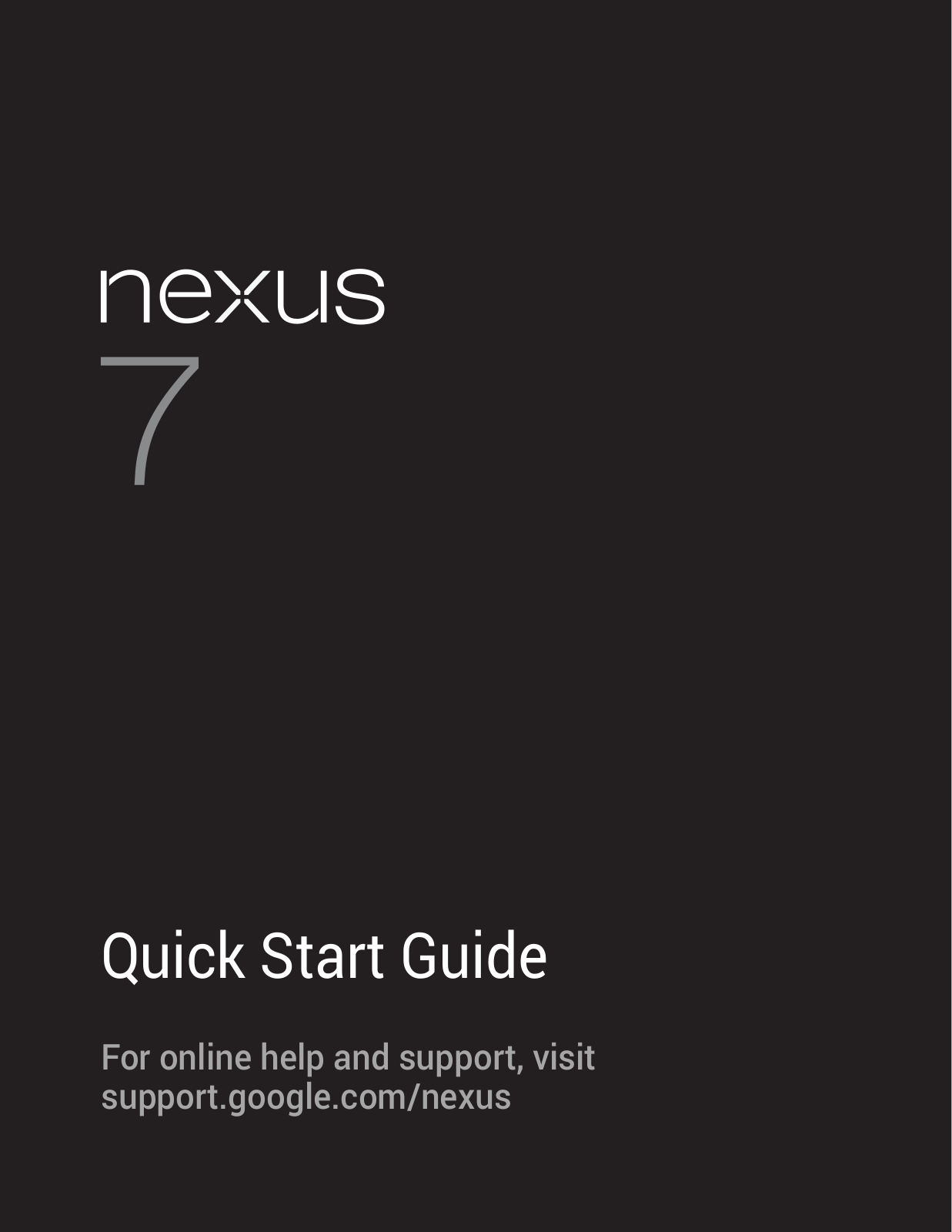 ASUS Nexus 7, Nexus 7 Quick Start Guide