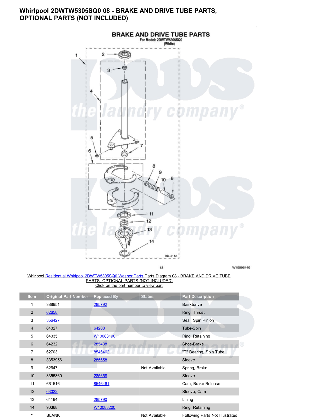 Whirlpool 2DWTW5305SQ0 Parts Diagram