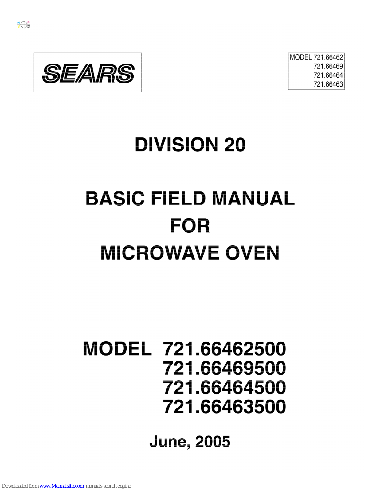 Sears 721.66462500,721.66469500,721.66464500,721.66463500 Field Manual