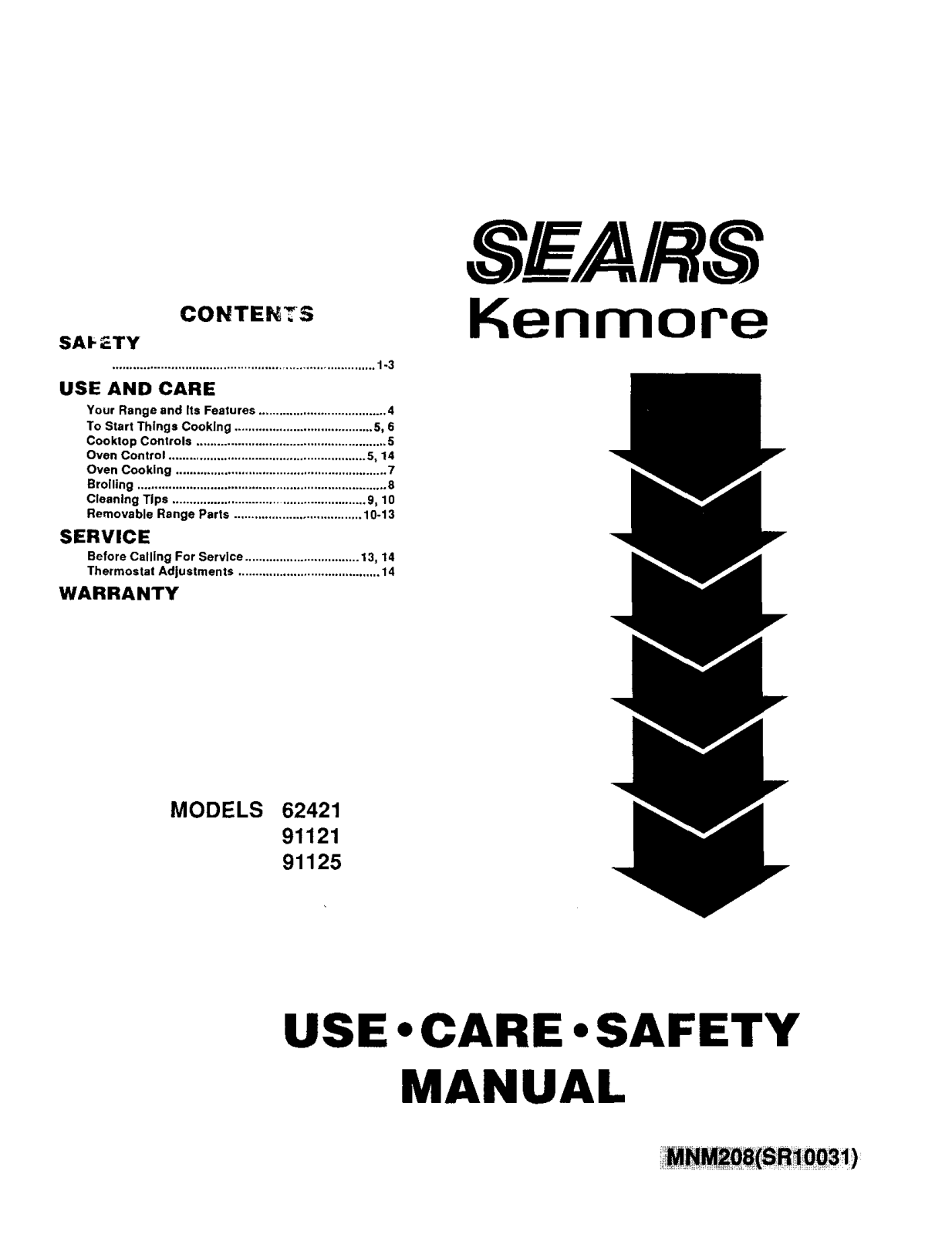 Kenmore 9116242190, 9119112190, 9119112590 Owner’s Manual