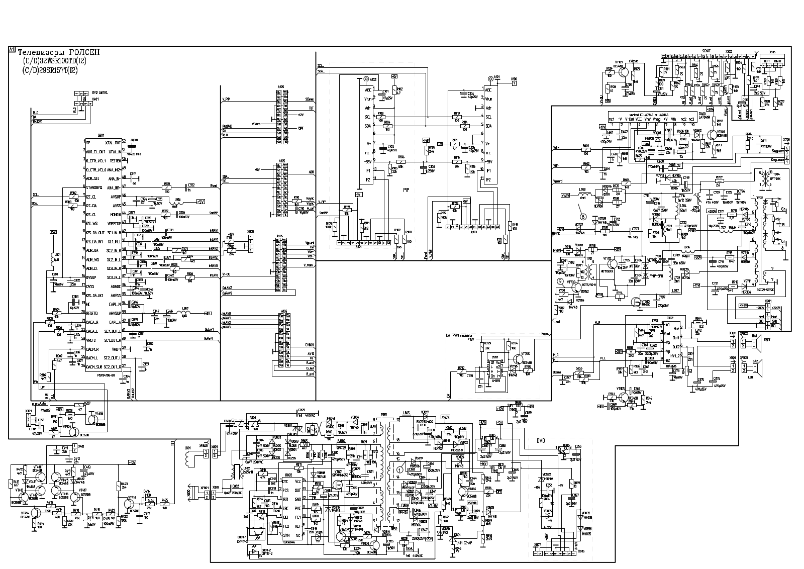 ROLSEN 32WSR100TD(I2), 29SR157T(I2) Schematics 1 v1