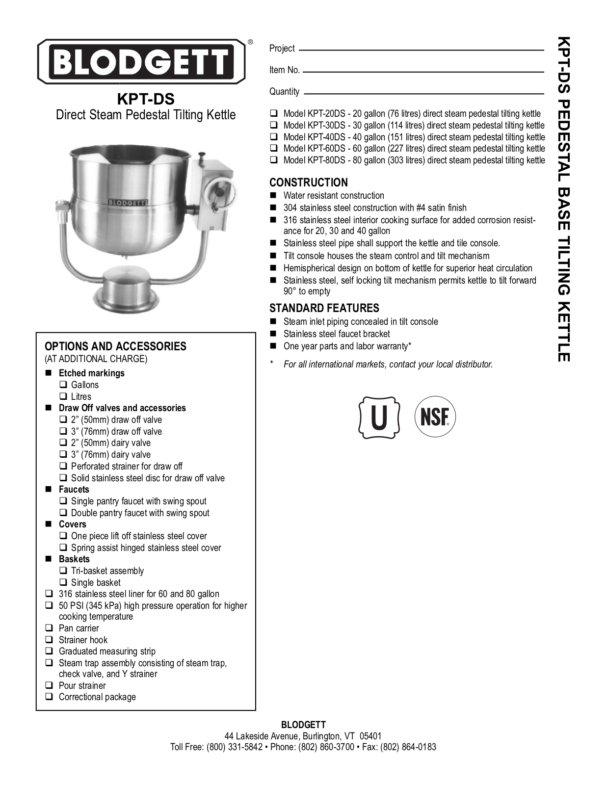 Blodgett KPT-40DS, KPT-60DS, KPT-20DS, KPT-80DS User Manual