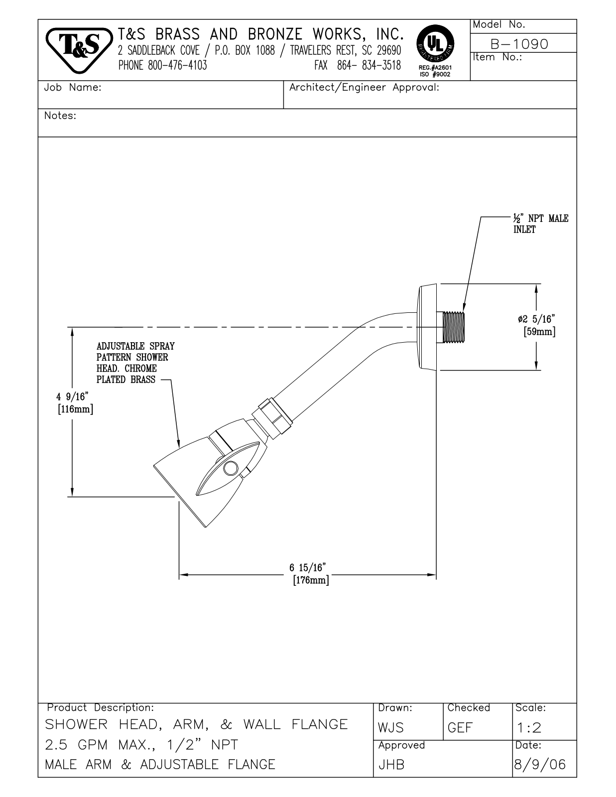 T & S Brass & Bronze Works B-1090 General Manual