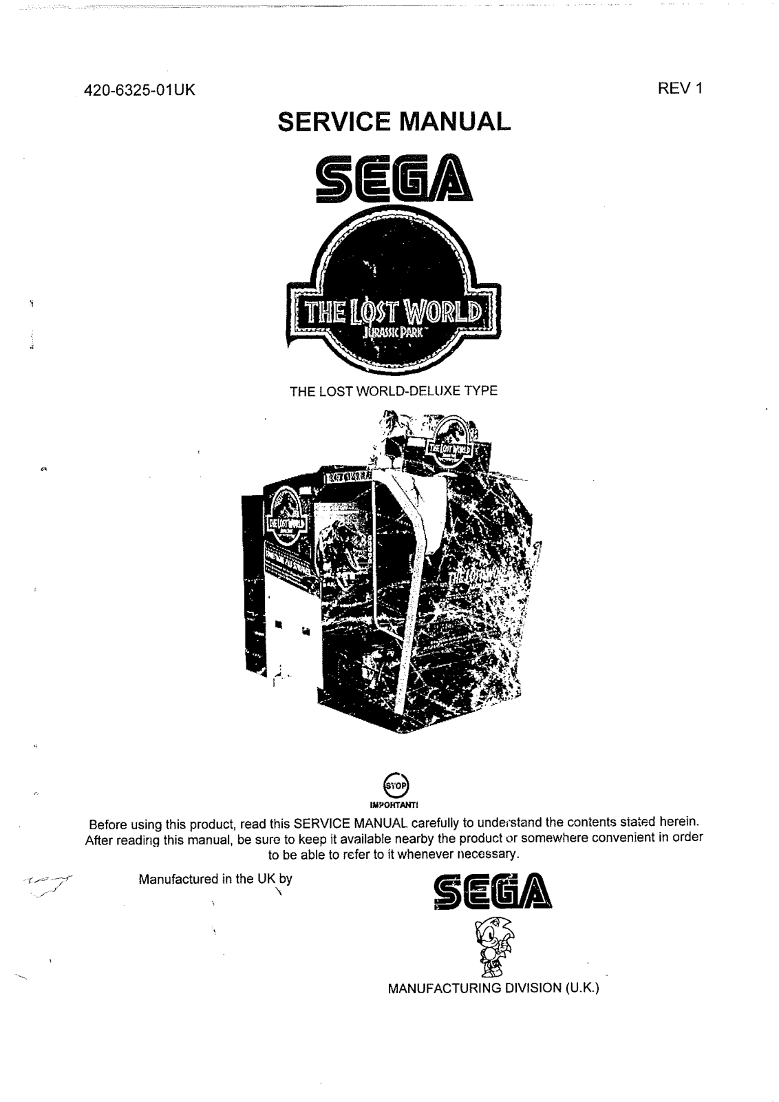 Sega LOST WORLD DX User Manual