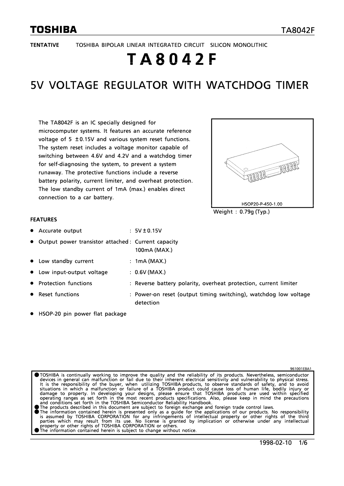 Toshiba TA8042F Datasheet