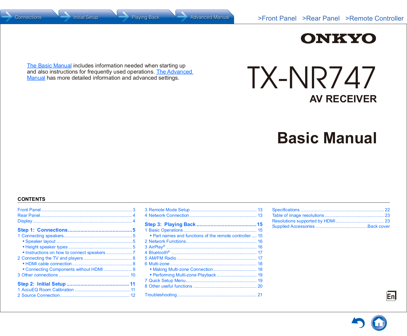 Onkyo TX-NR747 Advanced Manual