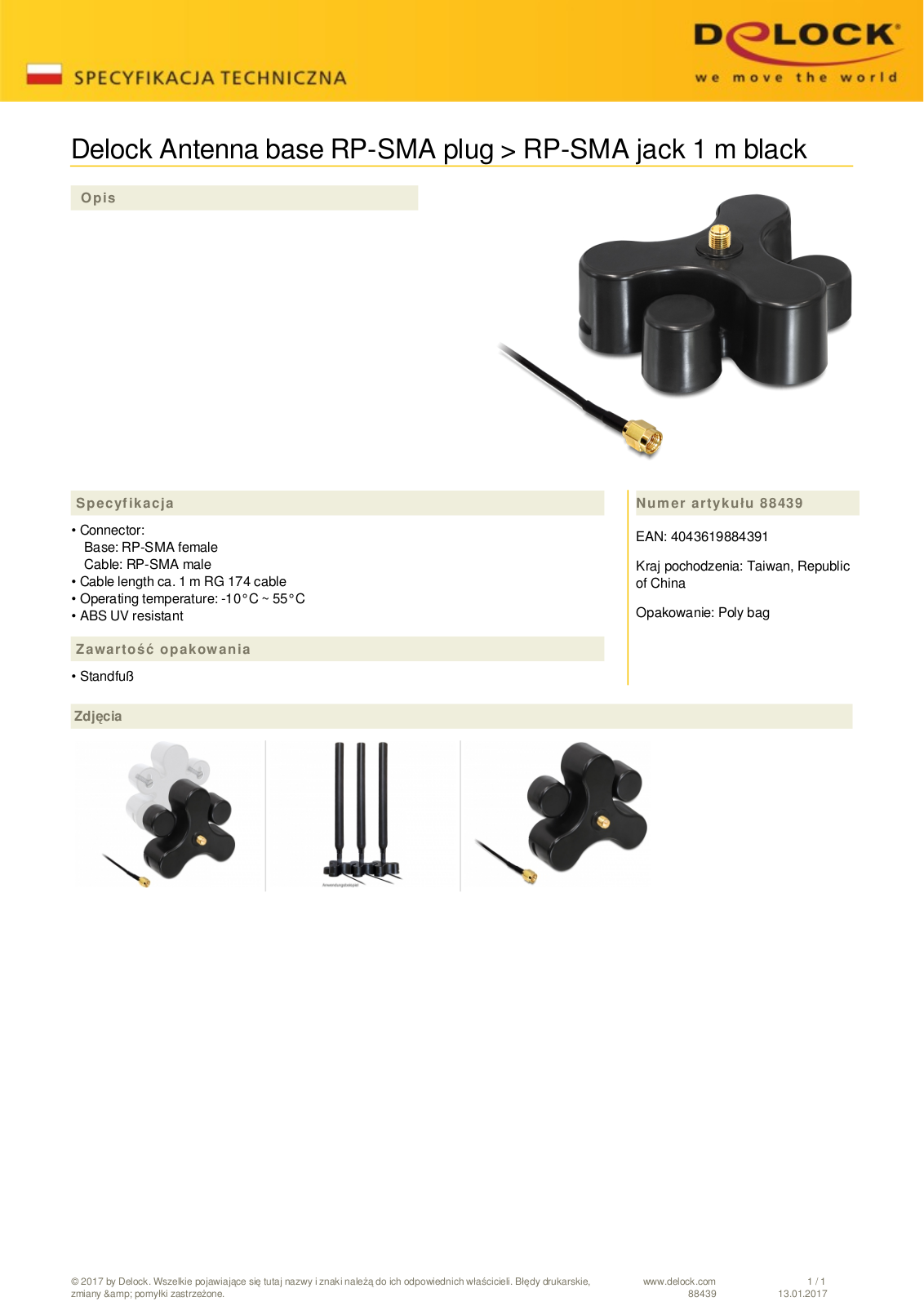 DeLOCK pedestal for RP-SMA LTE antenna User Manual