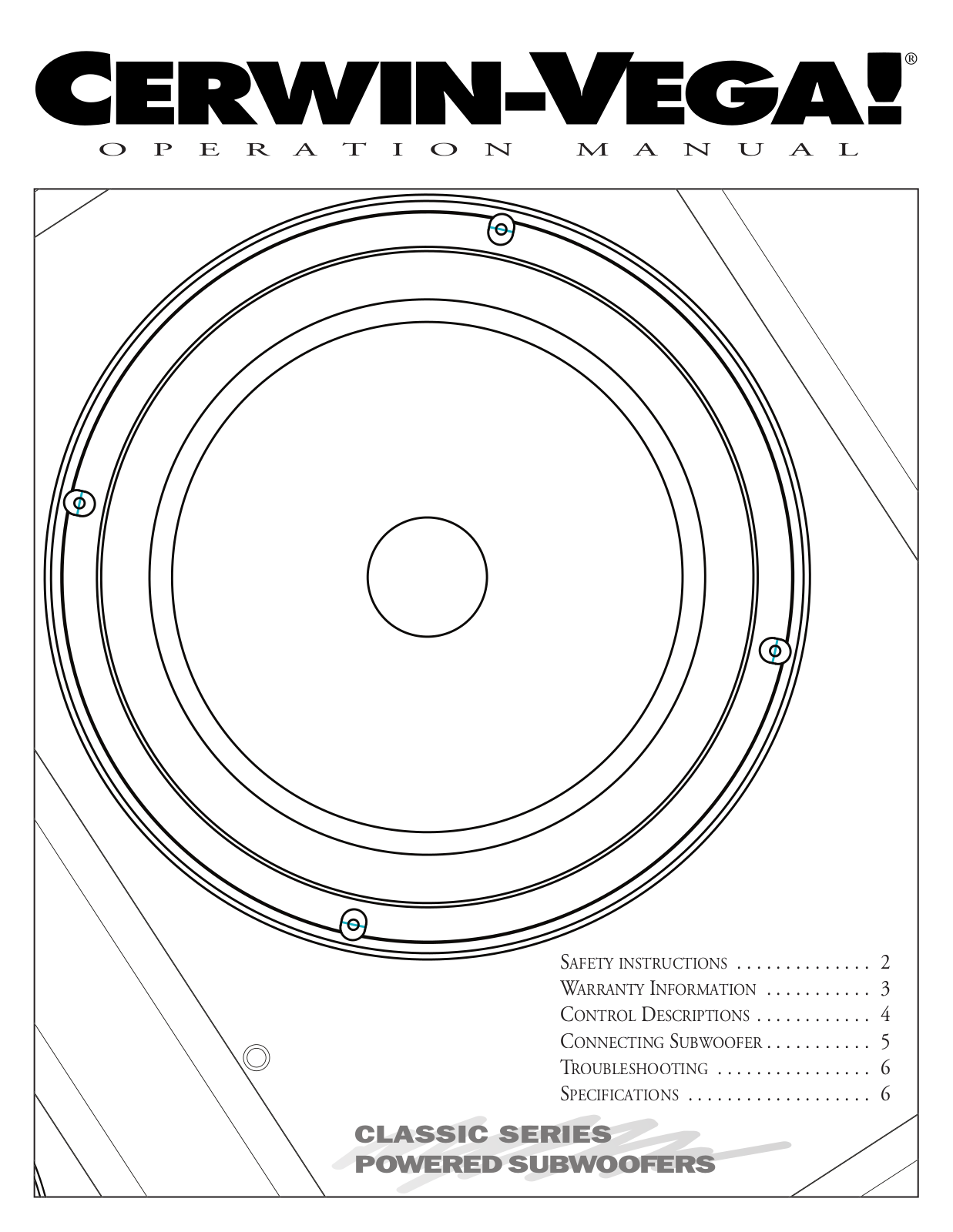 Cerwin-Vega SUBWOOFER User Manual