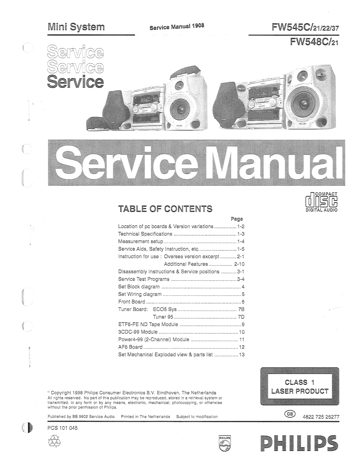 Philips FW-545-C, FW-548-C Service manual