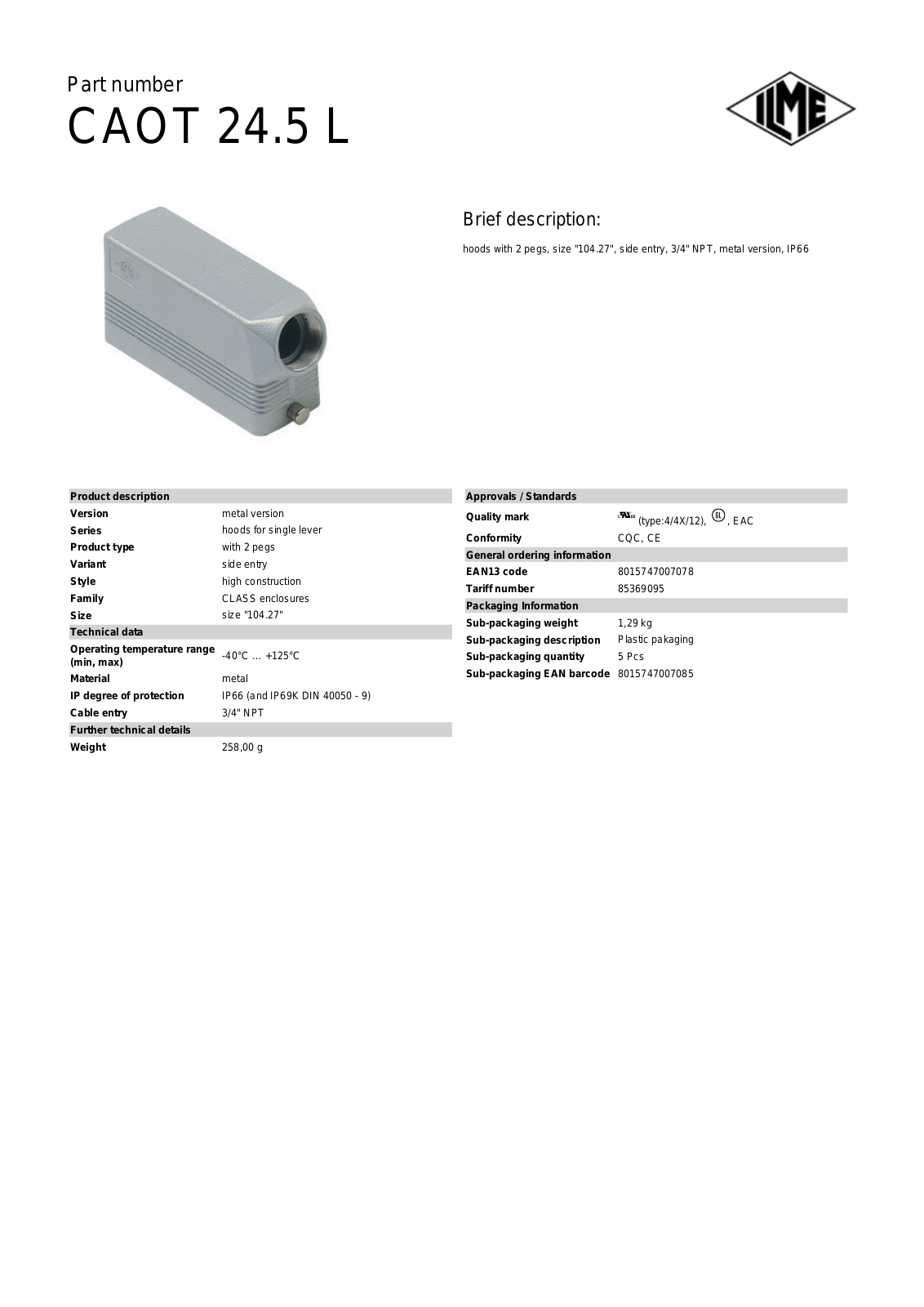 ILME CAOT-24.5L Data Sheet