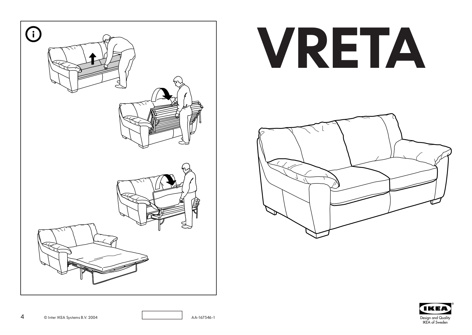 IKEA VRETA SOFA BED Assembly Instruction