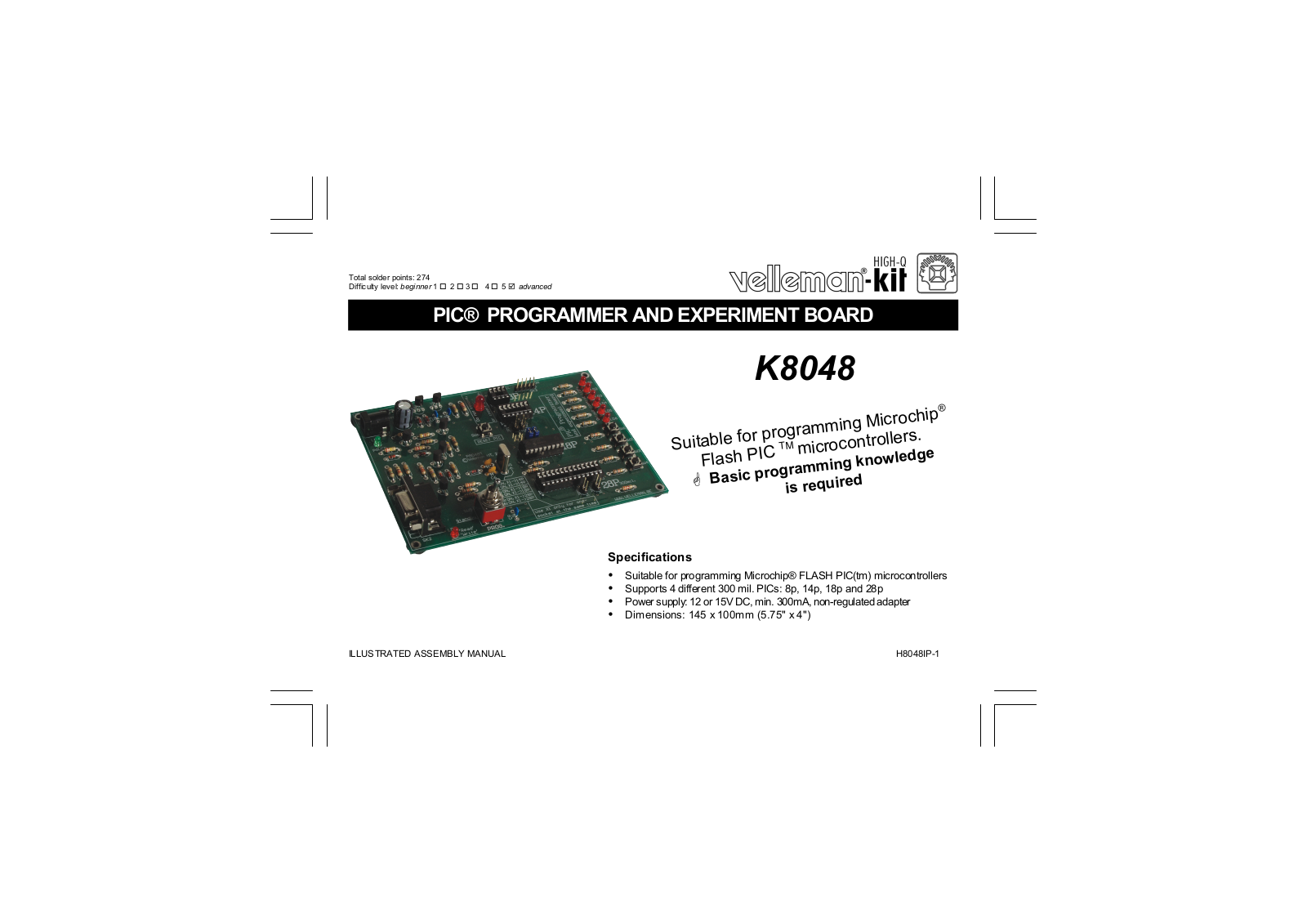 Velleman K8048 Assembly instructions