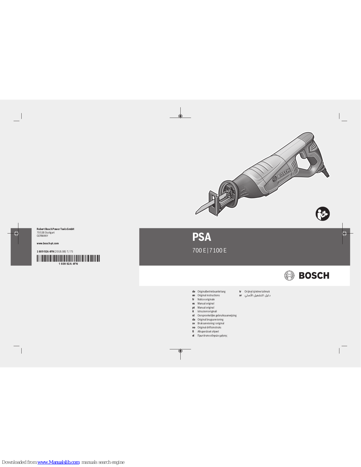Bosch PSA 700 E, PSA 7100 E Original Instructions Manual