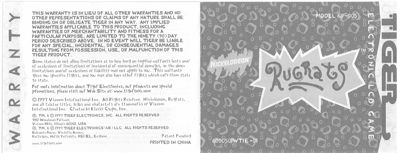 Tiger Electronics Rugrats 600-005 User Manual