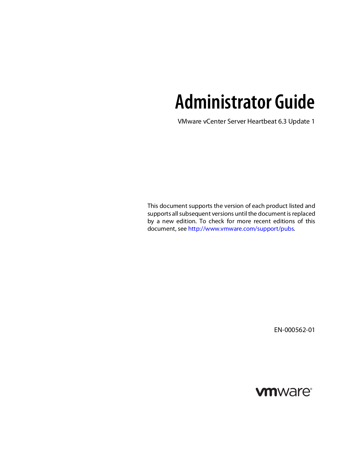 VMware vCenter Server Heartbeat - 6.3 Administrator’s Guide