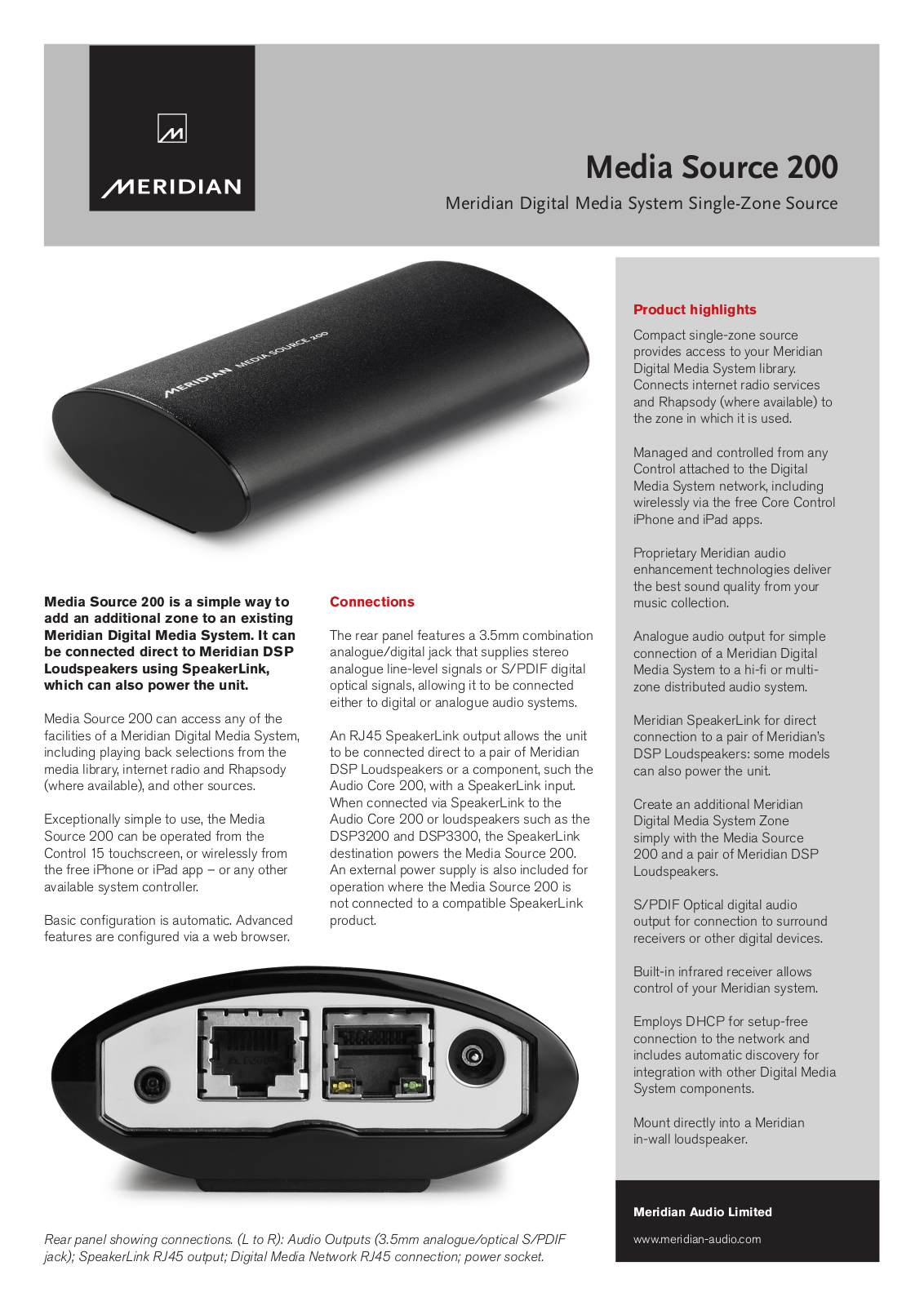 MERIDIAN AUDIO Media Source 200 Technical user guide - ManualMachine.com