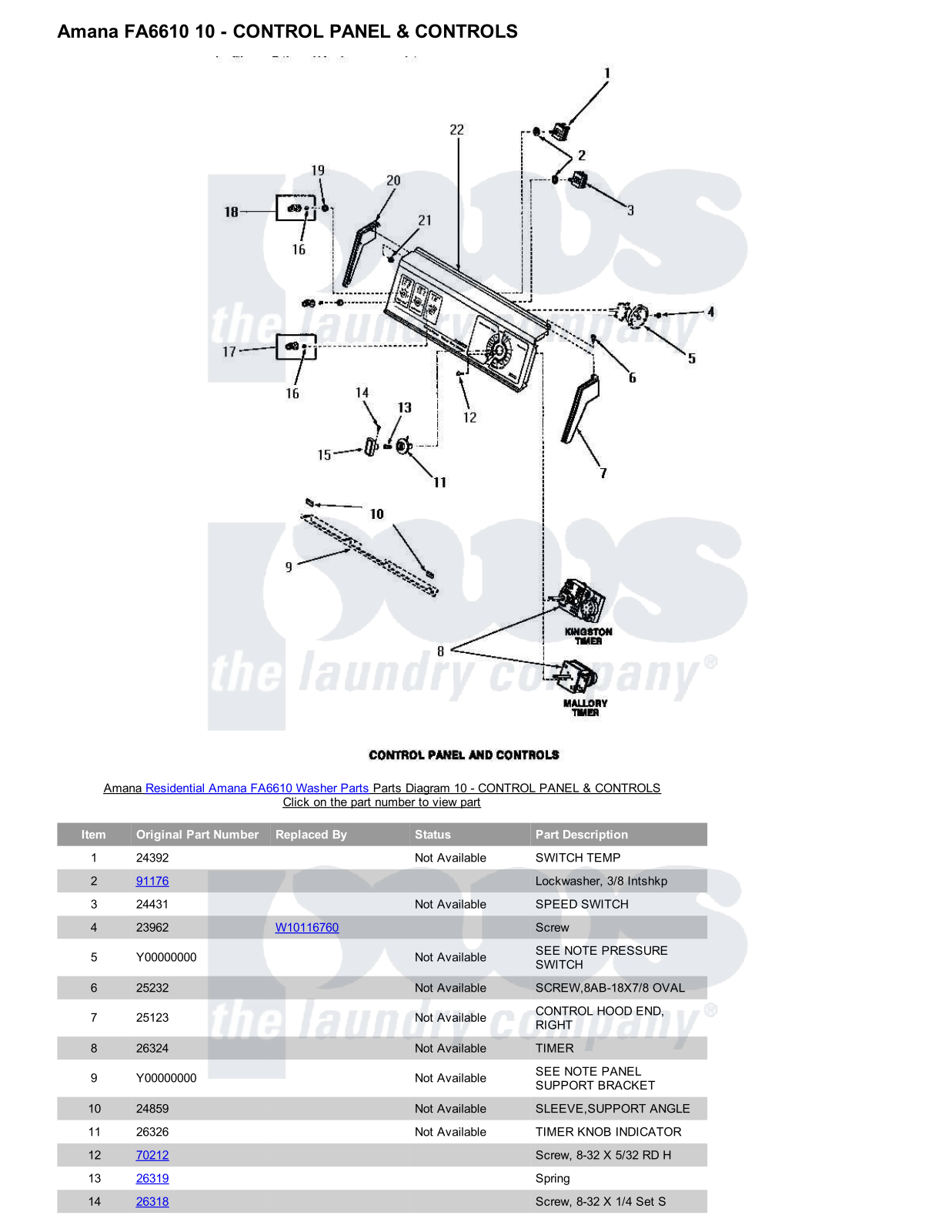 Amana FA6610 Parts Diagram