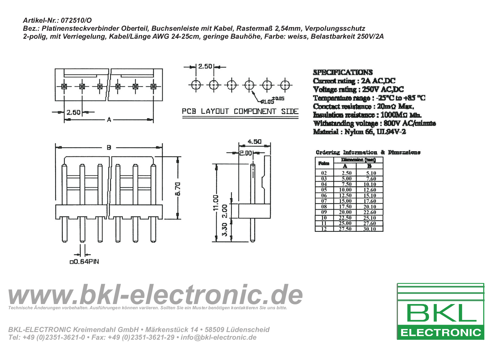 BKL PS 25/2O W Datasheet - ManualMachine.com