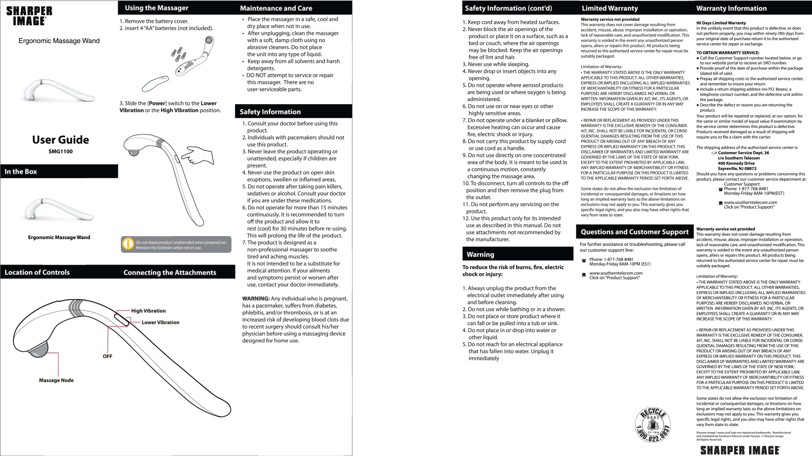 Sharper image SMG1100 User Manual