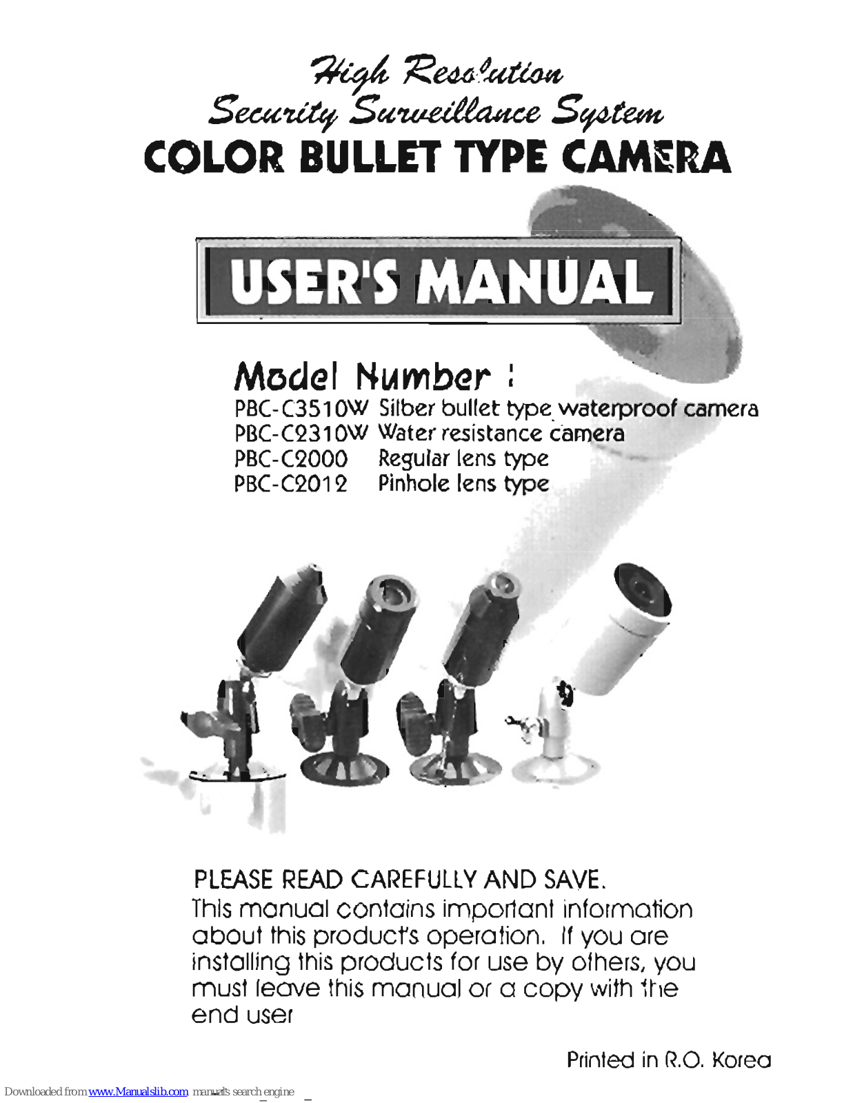 Farenheit PBC-C3510W, PBC-C2310W, PBC-C2000, PBC-C2012 User Manual