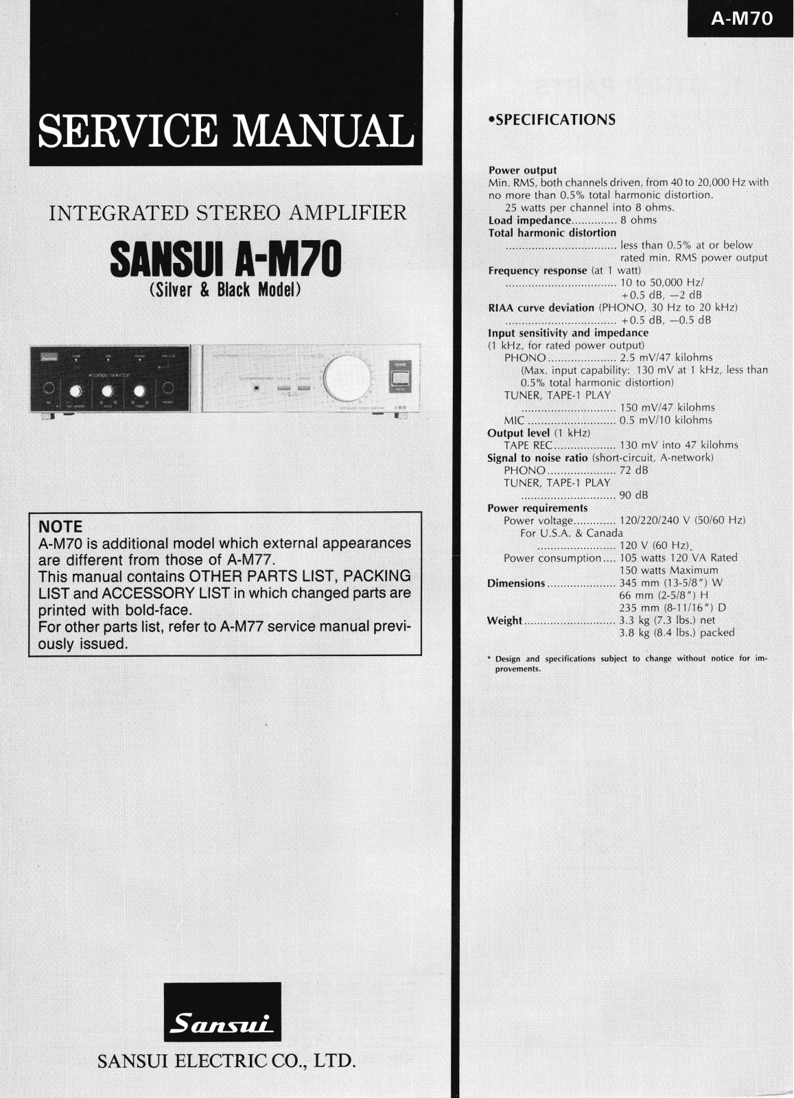 Sansui AM-70 Service Manual