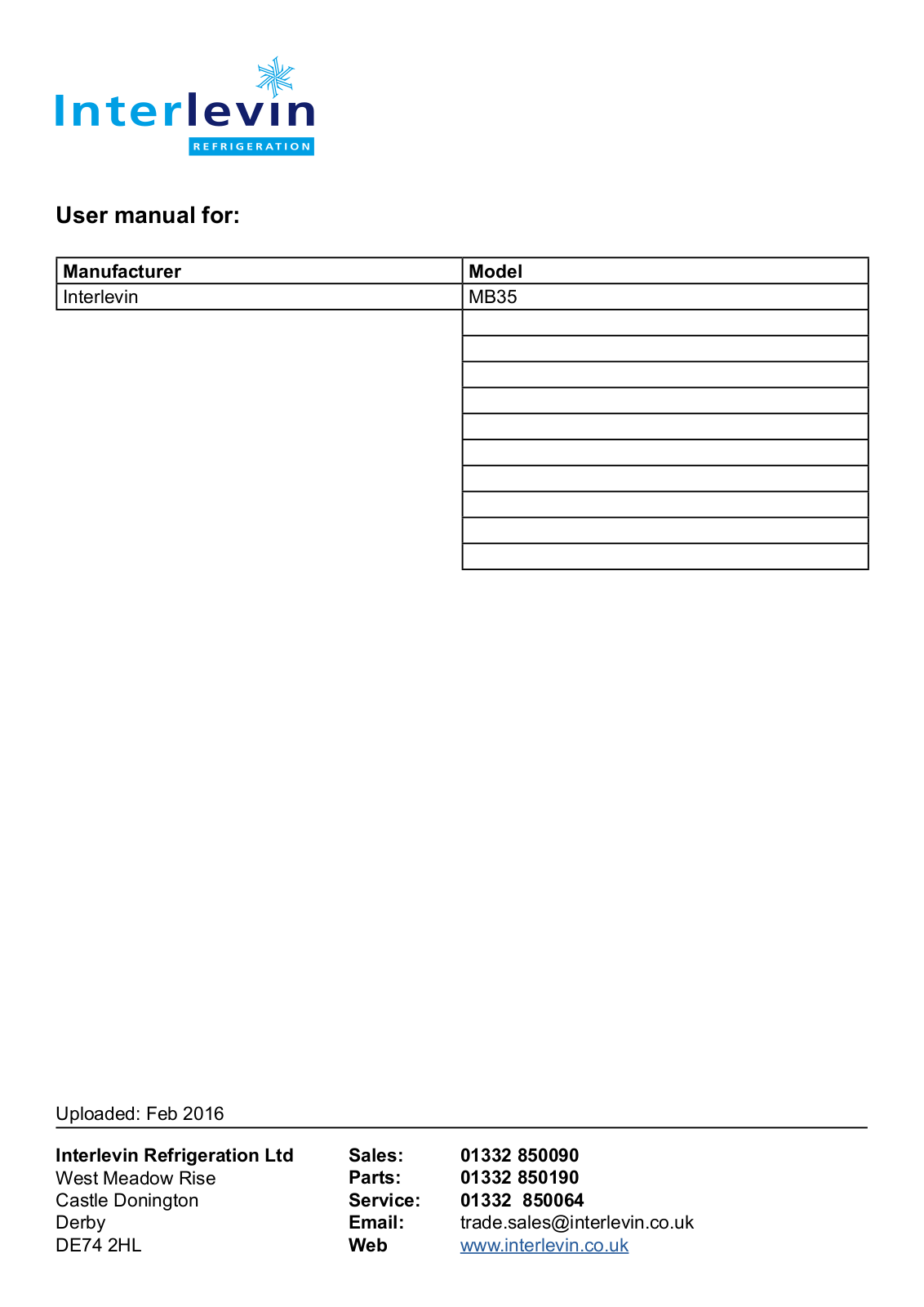 Interlevin MB35 User Manual - ManualMachine.com