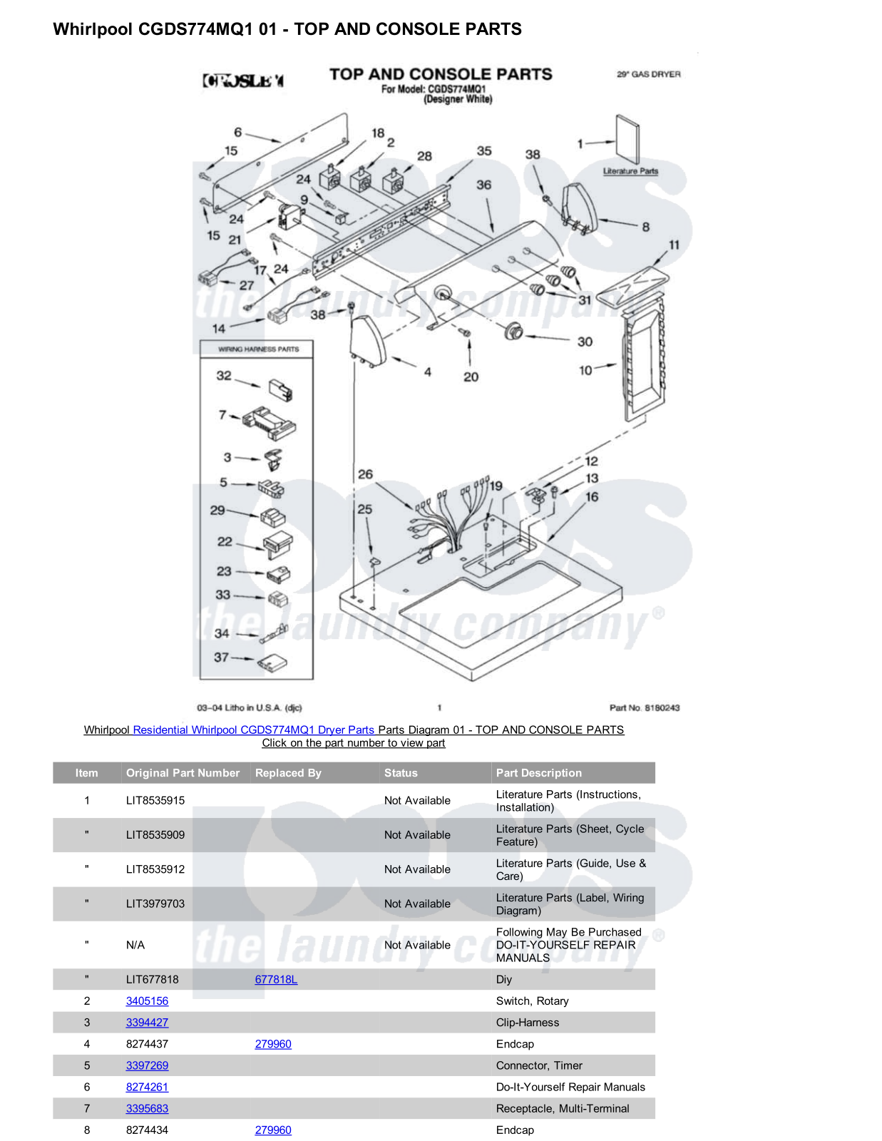 Whirlpool CGDS774MQ1 Parts Diagram