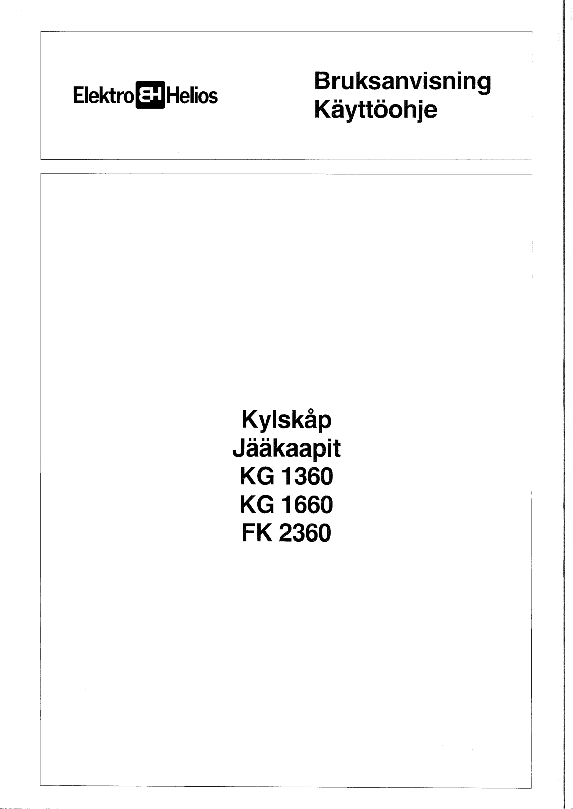 Elektro helios KG1660, KG1360, KG2360 User Manual