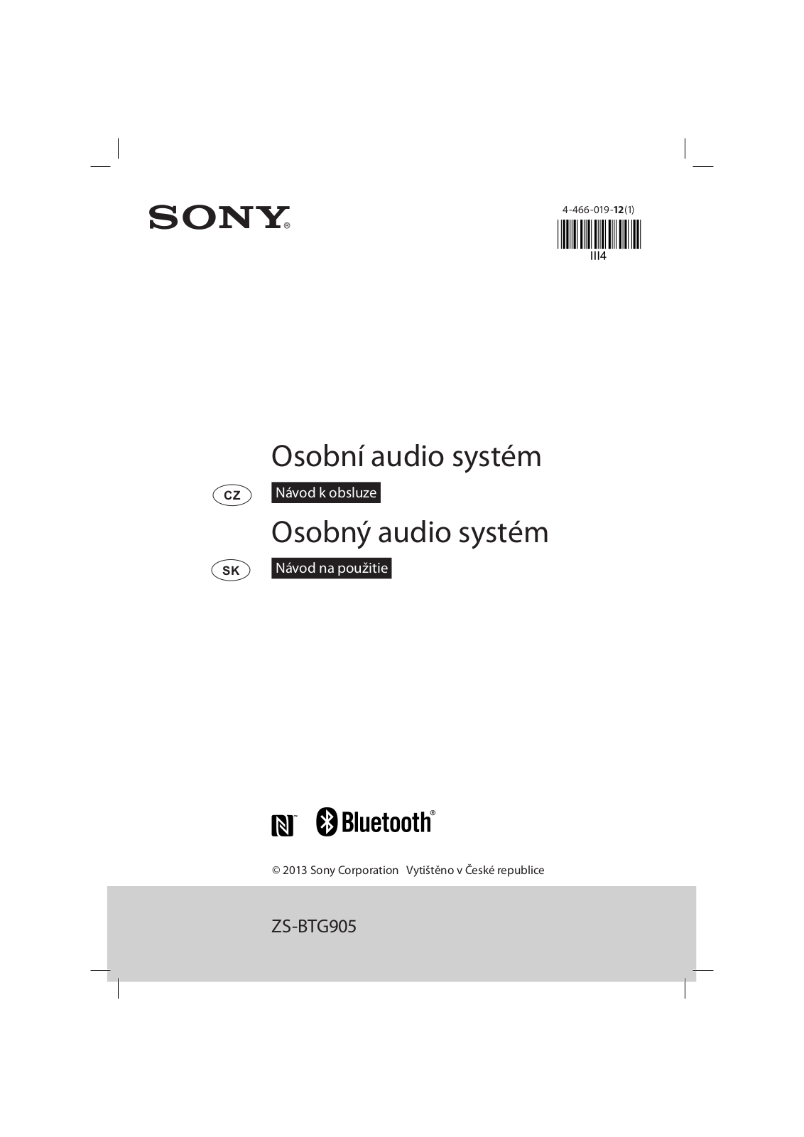 Sony ZS-BTG905 User manual