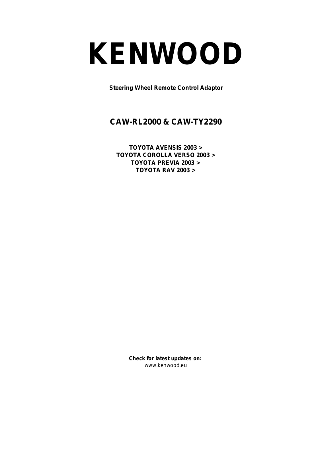 Kenwood CAW-TY2290 User Manual