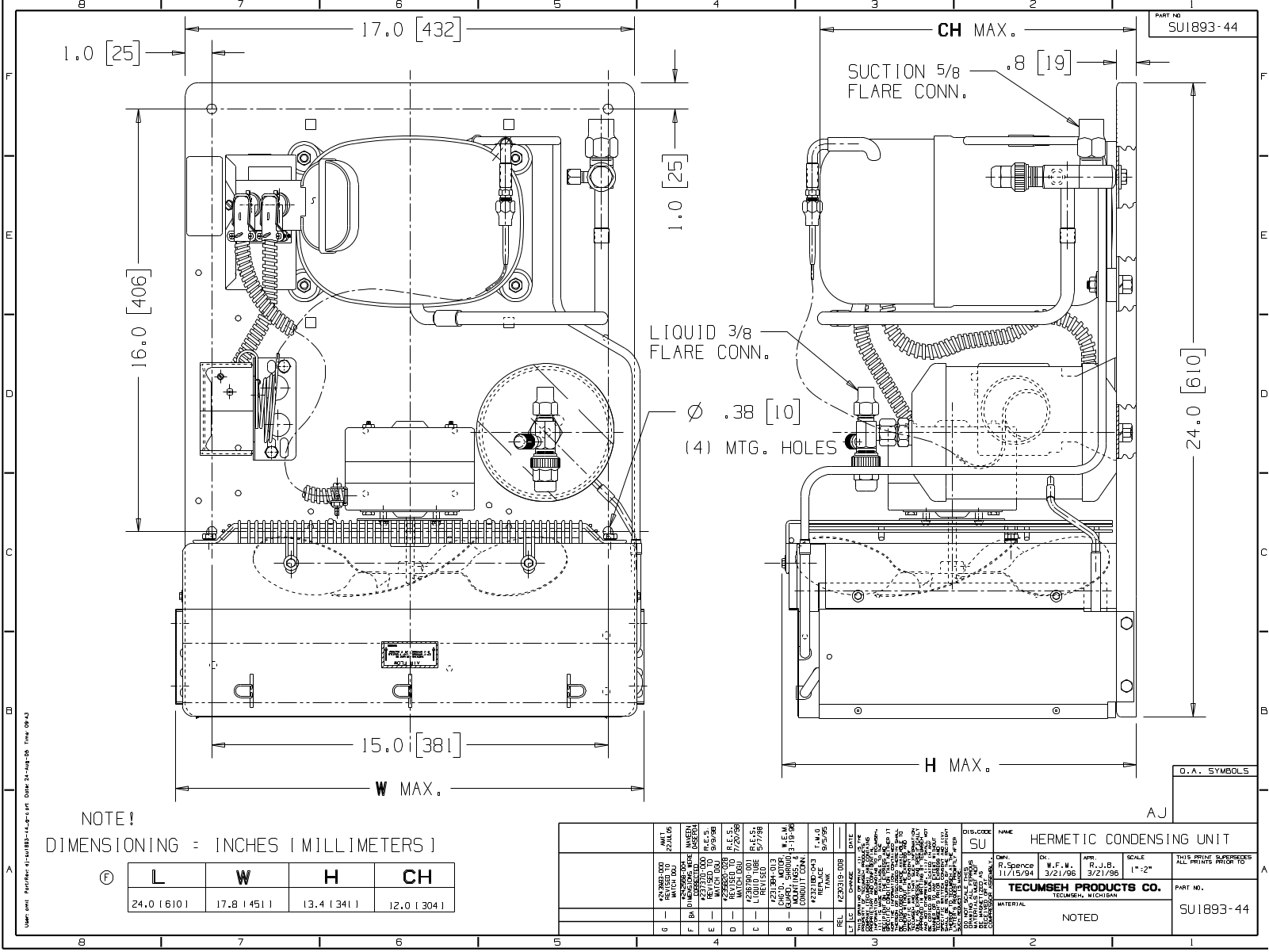 Tecumseh AJA9486EXDXE Drawing Data