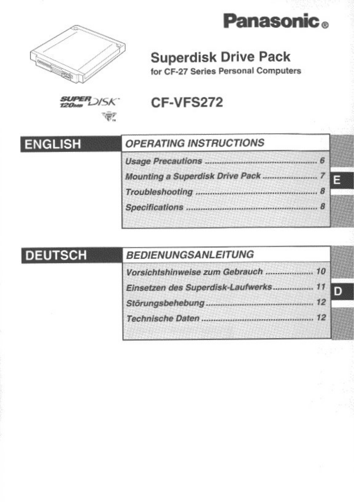 Panasonic CF-VFS272W User Manual