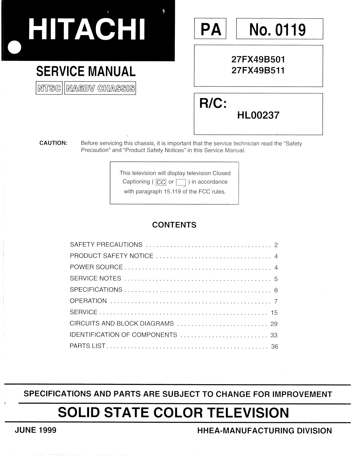 Hitachi pa0119 schematic