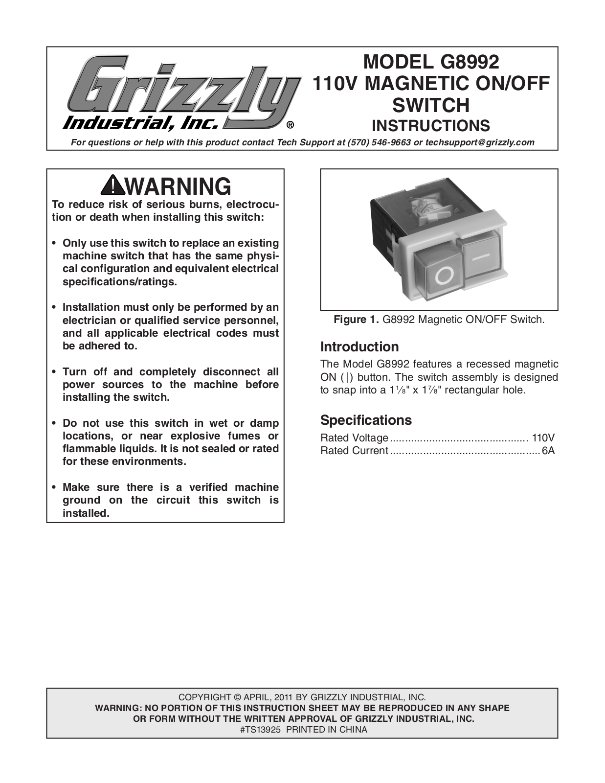 Grizzly G8992 User Manual