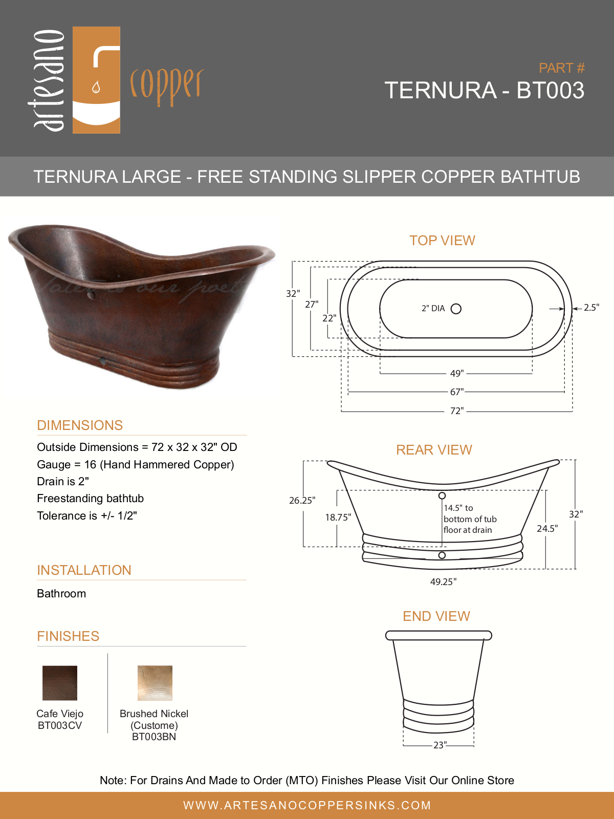 Artesano Design YIPT1012 Specifications - ManualMachine.com