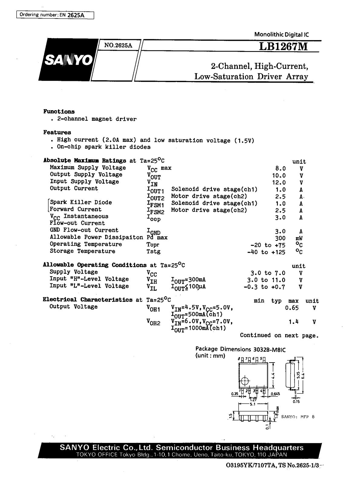 Datasheet LB1267M Datasheet (SANYO) - ManualMachine.com