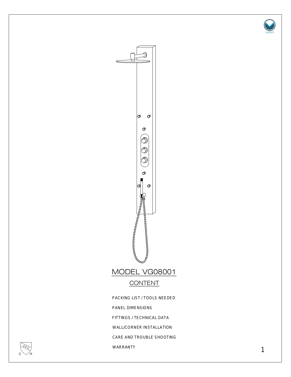 Vigo VG08001 User Manual